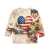 Children's Independence Day Printed Round Neck Seven Quarter Sleeve Casual T-shirt
