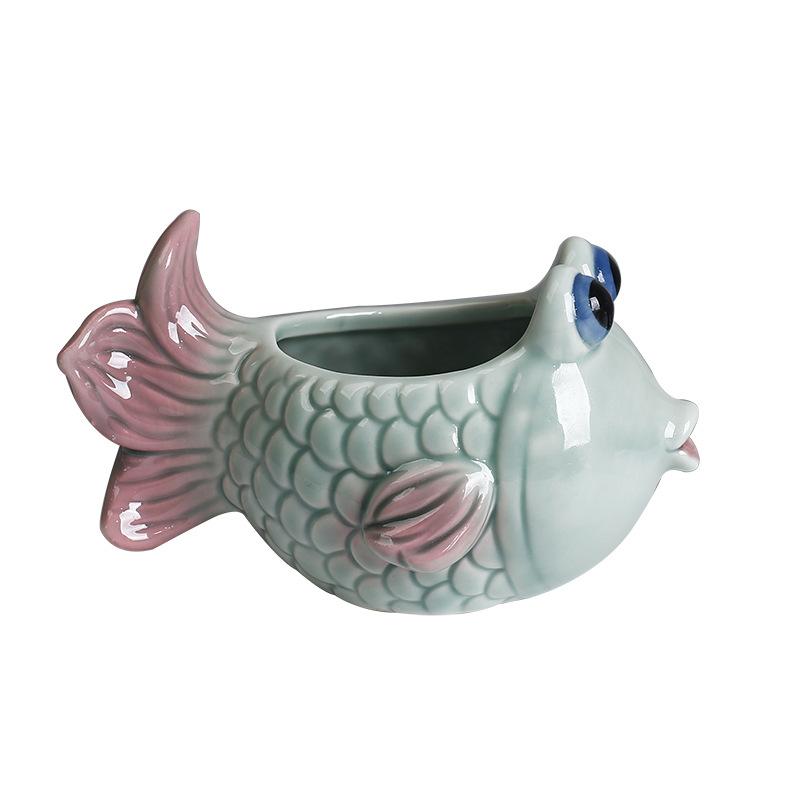 Cartoon Goldfish Ceramic Flowerpot Flower Vase Tropical Fish Plant Accessories Balcony Decorations Plant Pot Flower Pot
