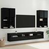 TV Wall Cabinet Set with LED Lights 7 Pcs Black Oak Effect