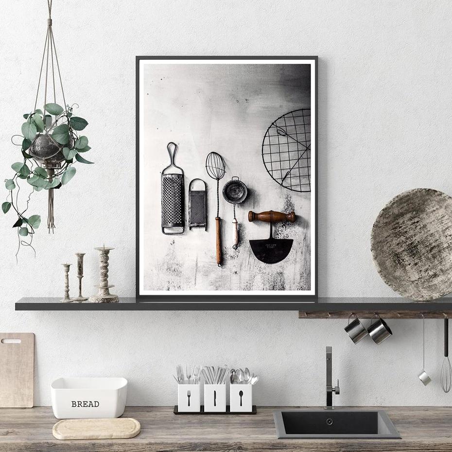 Modern Style Kitchen Utensils and Appliances Posters Wall Art Canvas Painting Pictures for Living Room Home Decor No Frame