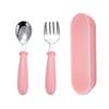 304 Stainless Steel Children's Spoon & Fork Set with Portable Box - Ideal for Baby Feeding and Student Use.