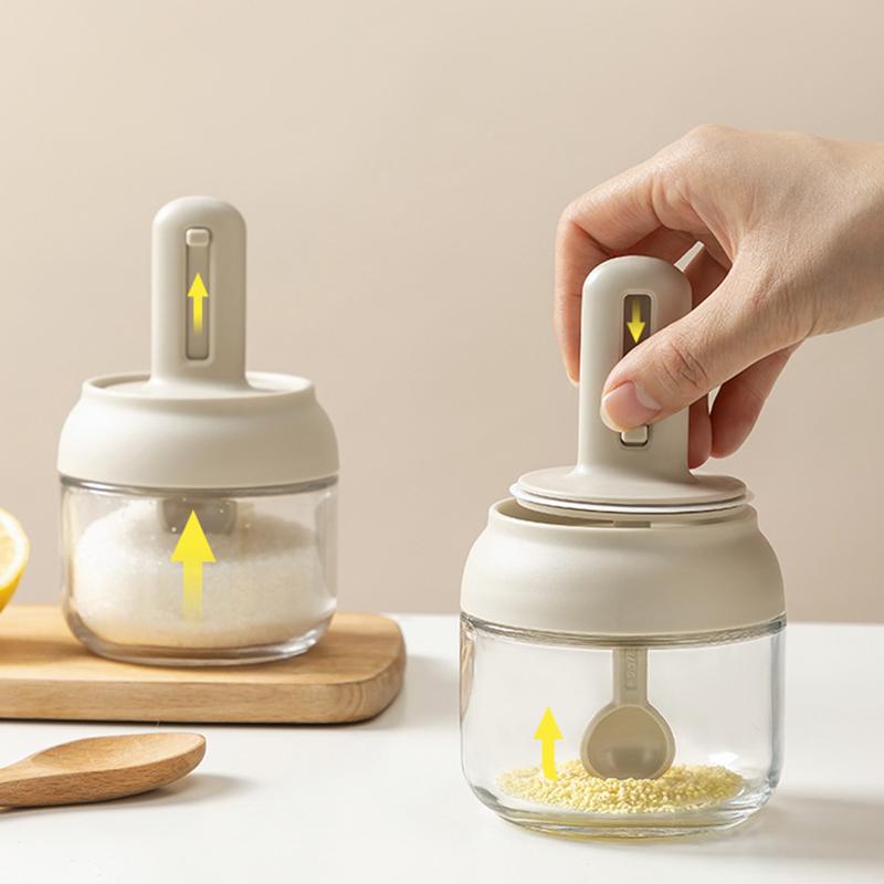 1PC Retractable Seasoning Box Glass Kitchen Seasoning Jar Sealed Seasoning Jar Household Salt Shaker Seasoning Bottle