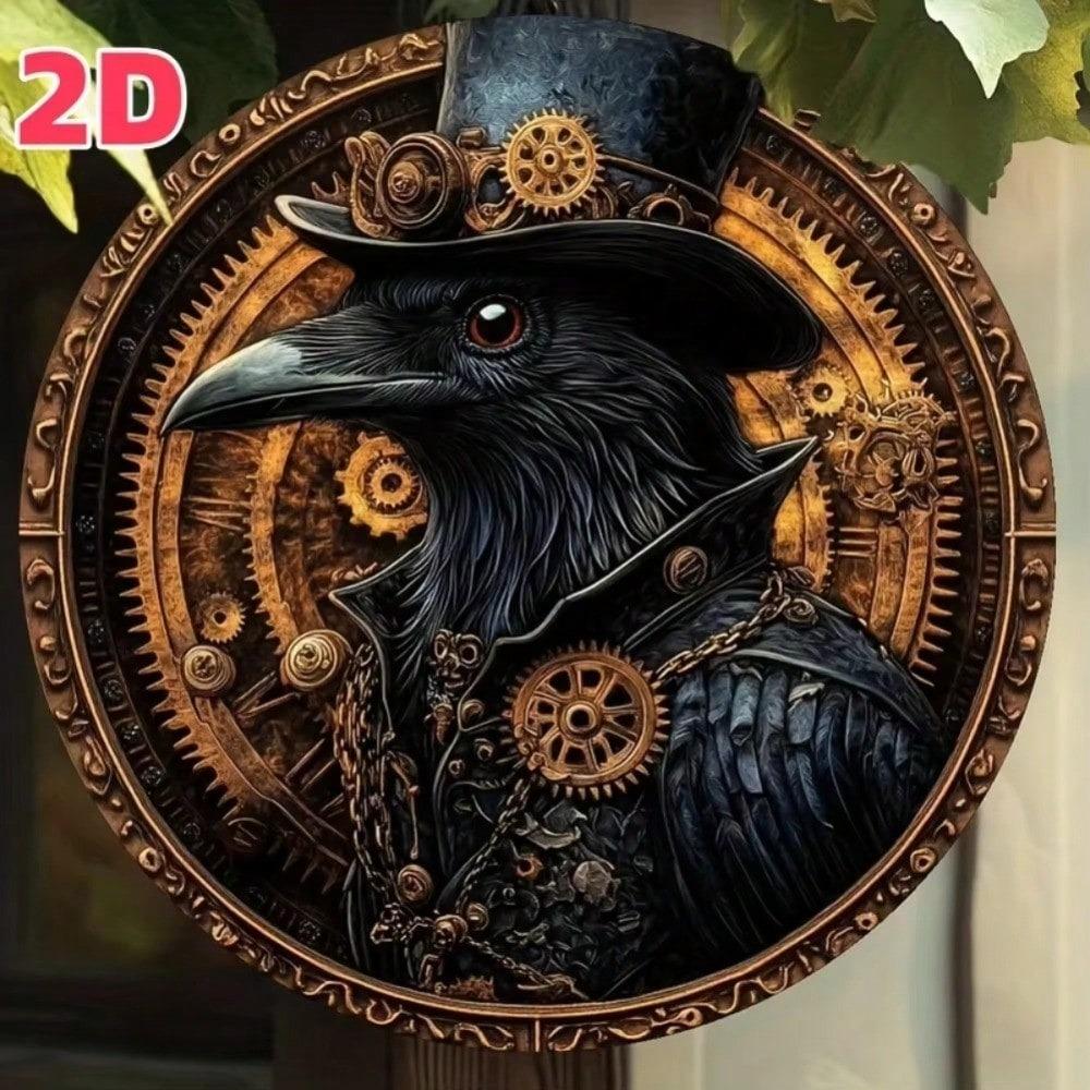 Vintage Metal Raven Wall Art Decor for Home Office Bar Cafe Gift