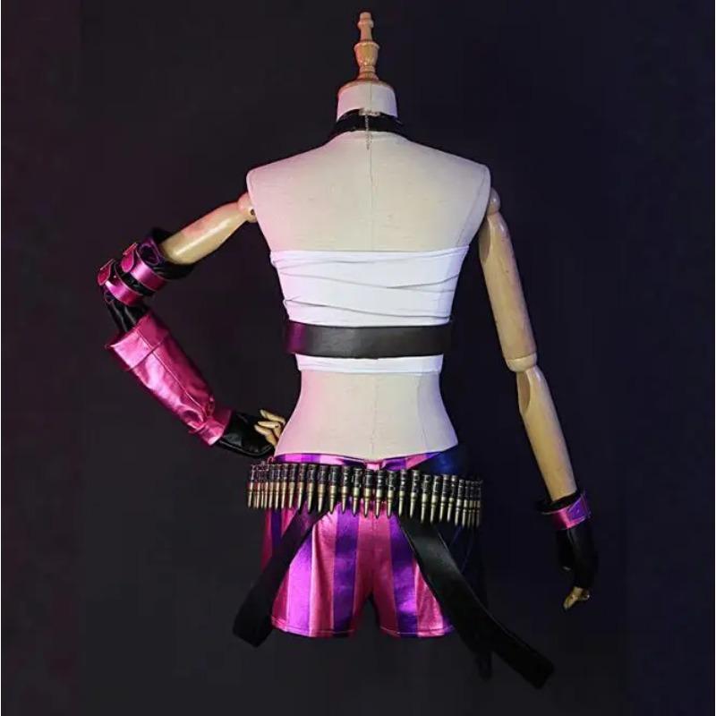 Anime Game LOL Arcane Cosplay Costume Crit Loli Jinx Cosplay Loose Cannon Cosplay Outfit Shoes Wig Sexy Women Carnival Costume