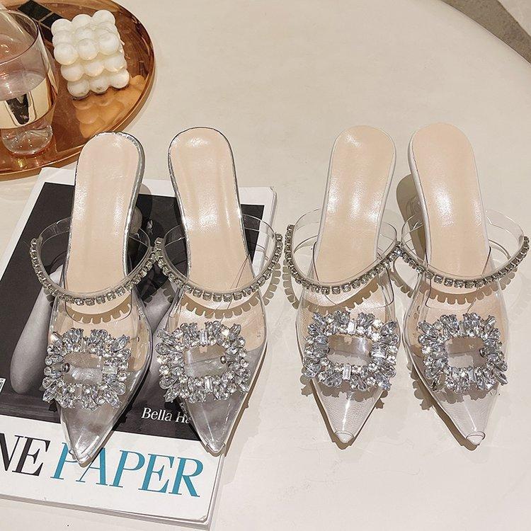 Womens Summer Transparent Water Crystal Sandals With High Heels For Fashionable Outings