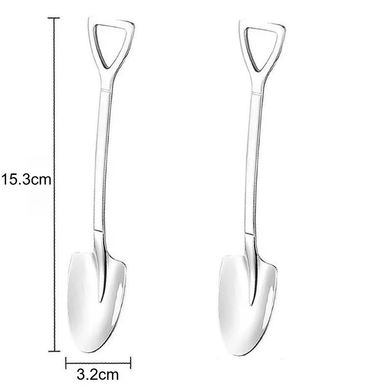 Stainless Steel Shovel Point Spoons Watermelon Coffee Tea Spoon Ice Cream Dessert Tip Scoop Cutlery Tableware Set Kitchen Tools