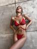 Black French Metal Chain Rimless Mesh Bra Set Women Y2k Thong Perspective Lingerie Three Piece Suit with Collar New