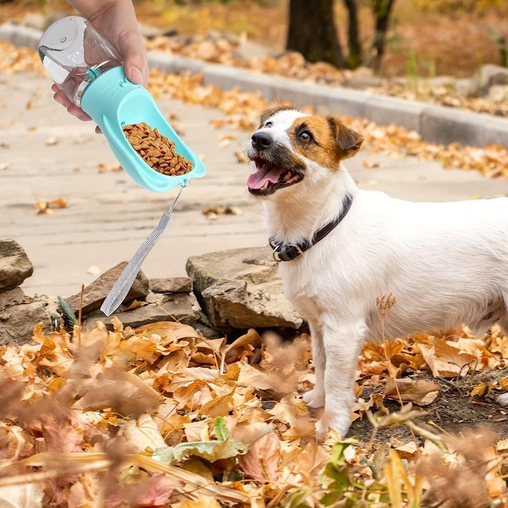 2In1 350Ml Portable Durable Food Grade Material Dog Cat Pet Water Leakproof Cup Bottle With Food Dispenser Suitable For Hiking And Travel Decor