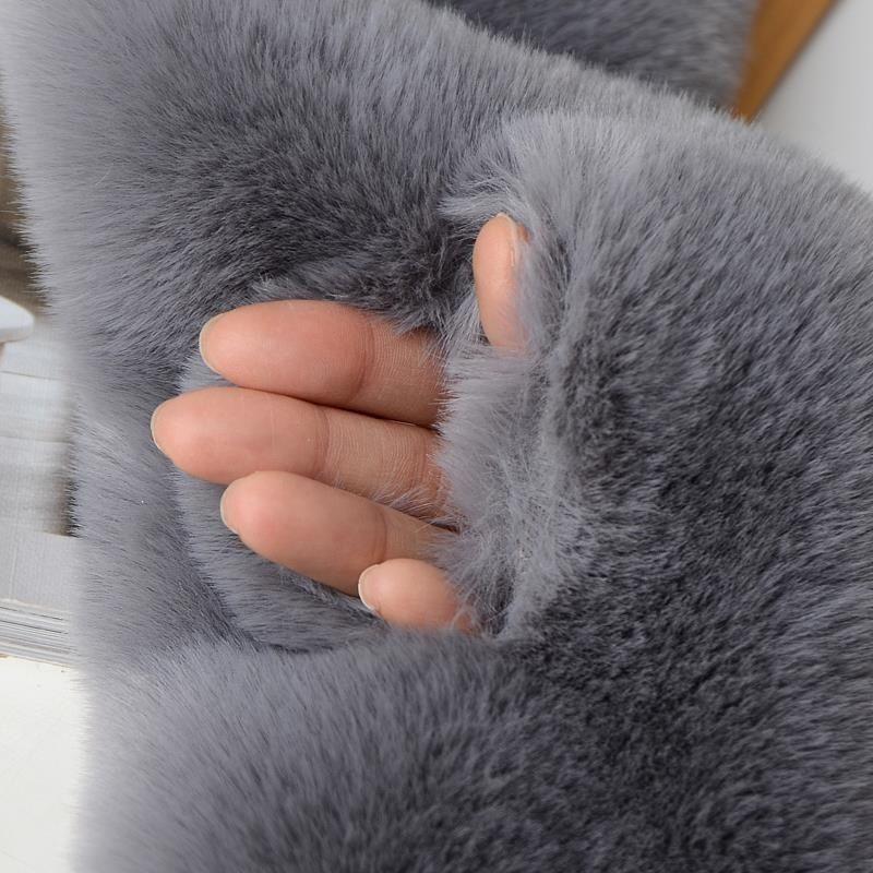 Women Fashion Winter Faux Fur Scarf Pure Color Outerwear Scarf Warm