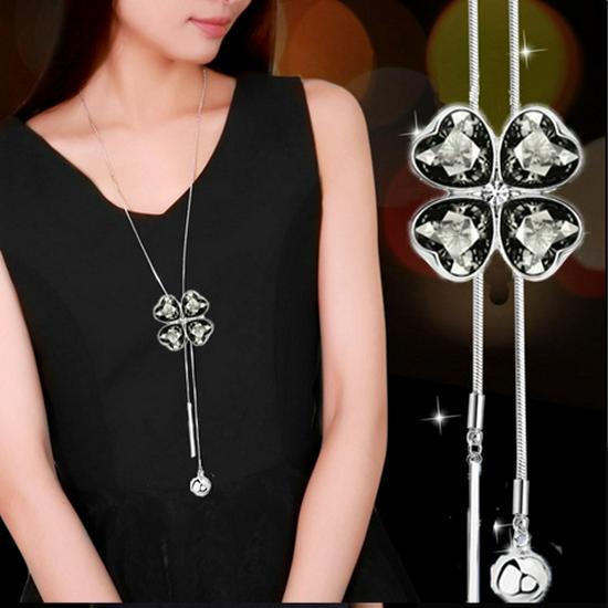 Korean Tassel Crystal Pendant Necklace - Elegant Long Sweater Chain