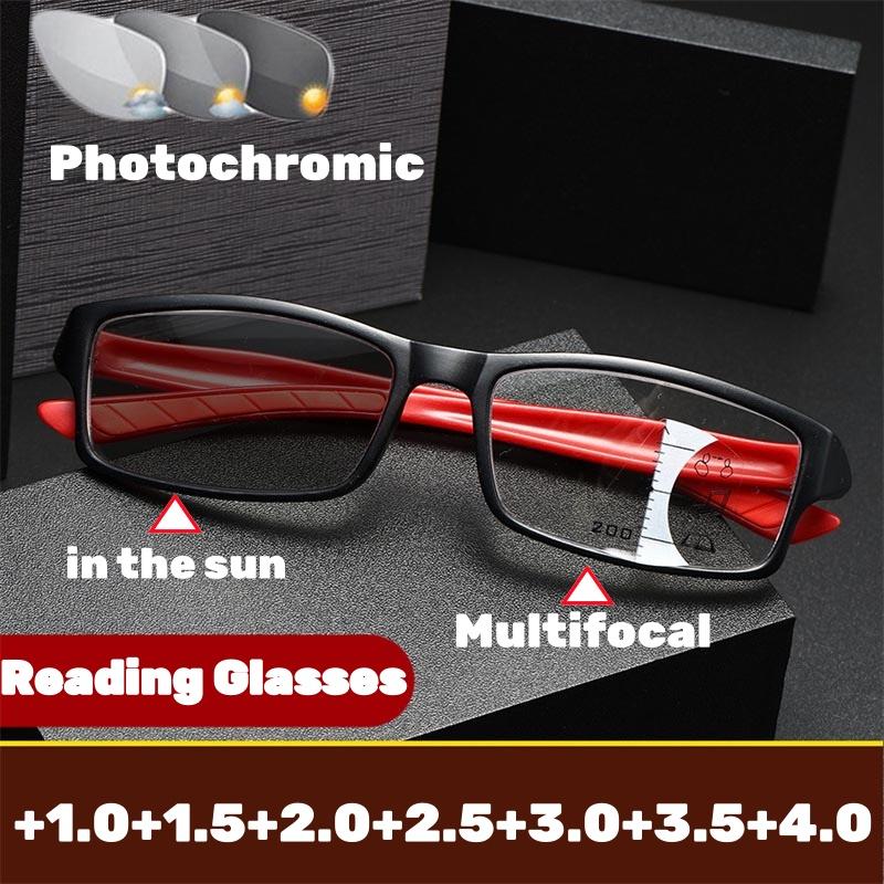 Men Women Pochromic Multifocal Reading Glasses new Trendy Square Progressive Glasses Ultralight Sports Presbyopia Eyeglasses