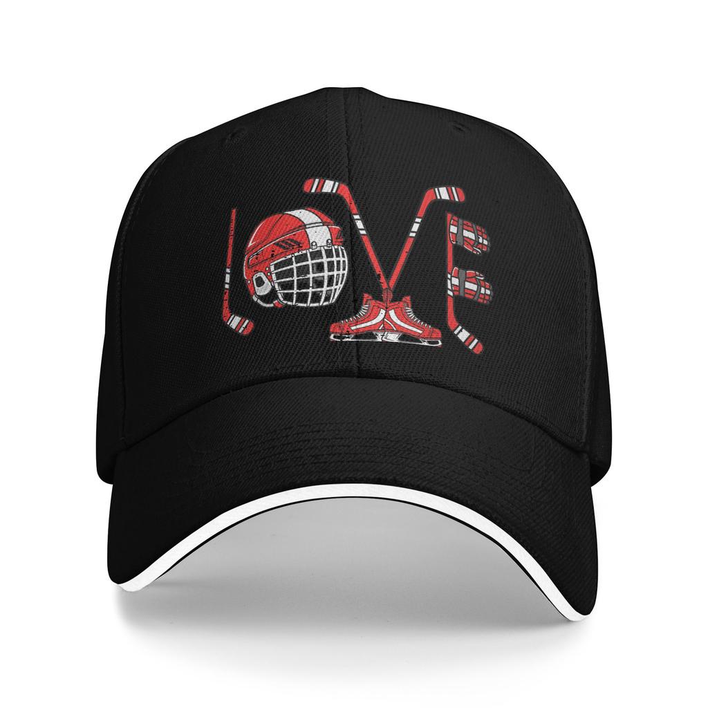 Valentines Day Love Ice Hockey Items Unisex Boys  Sun Baseball Cap Summer Unisex Women  Print Trendy Hunting Camping Snapback Cap