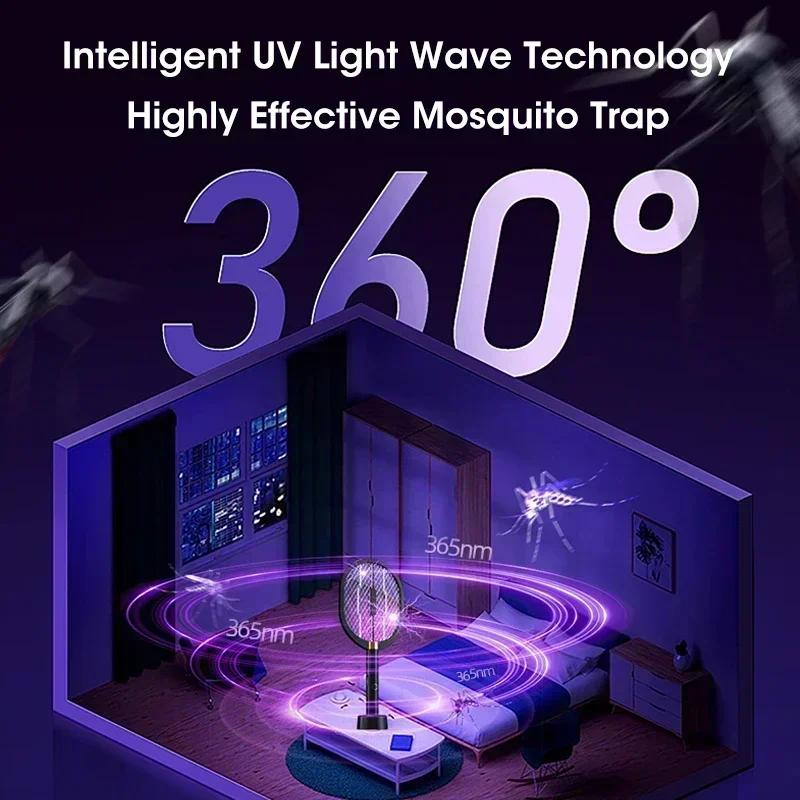 Rechargeable 3000V UV Electric Mosquito Swatter, Portable USB Insect Killer for Indoor/Outdoor Home Garden Camping Travel