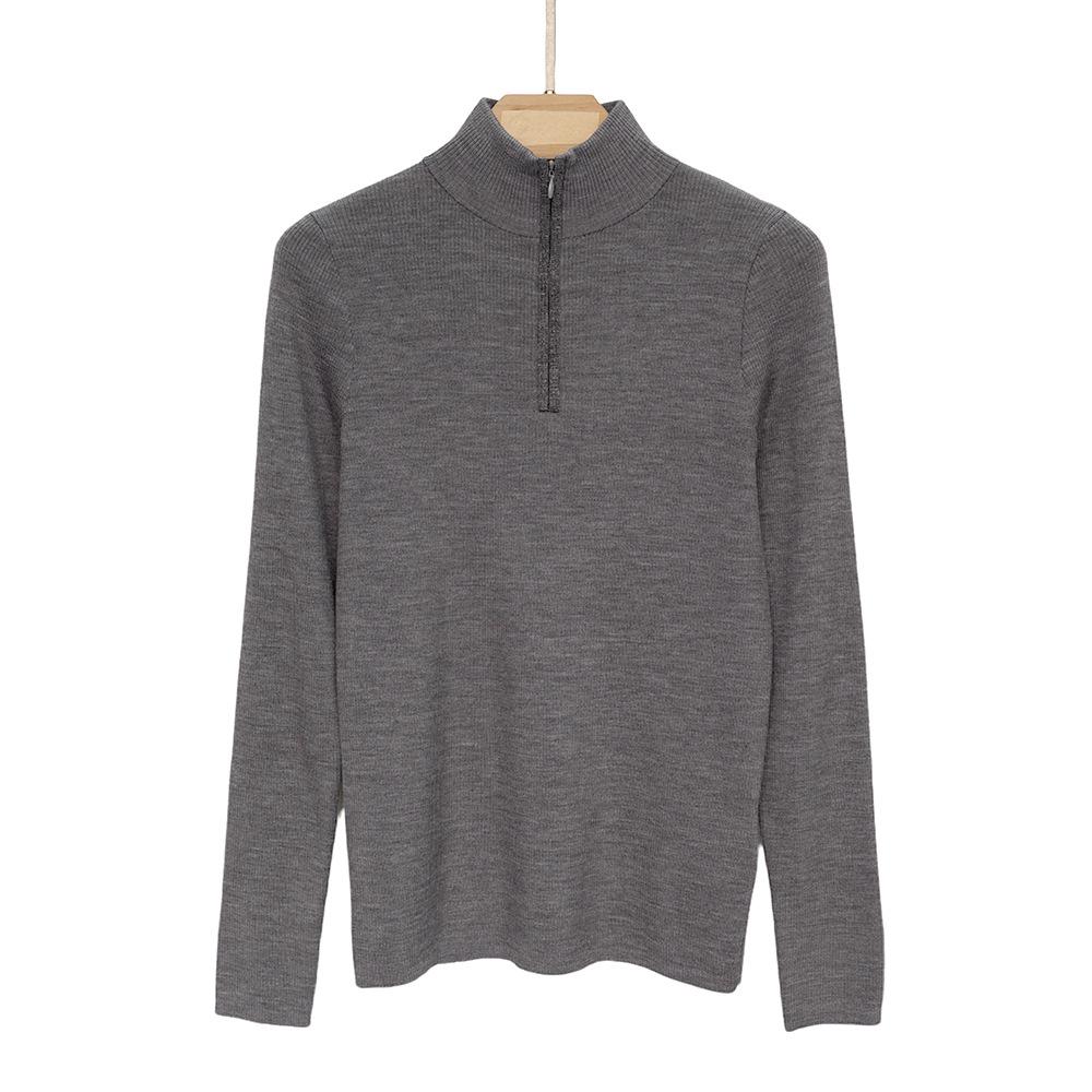 Women's Casual Slim Fit Long Sleeve 100% Wool Half-Zip Sweater for Autumn and Winter