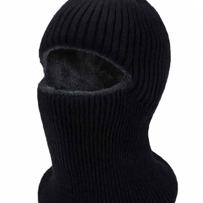 1Pcs/Set Men's Thermal Hat Winter Knitted Windproof Full Face Mask Balaclava, Knitted Hat with Neck Cover, Warm Thermal Lined Men and Women