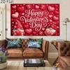 2D Romantic Valentine Backdrop, Red Gnomes & Hearts Studio Background