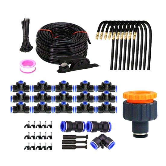 10M/15M Garden Irrigation System Irrigation Hose with 360-Degree Bendable Nozzles Quick Connect Drip Irrigation System for Greenhouse Lawn Watering