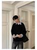 Men's American Minimalist Retro Two-Piece Style Sweatshirt: Autumn Loose Casual Preppy Long-Sleeved Top with Shirt Collar.