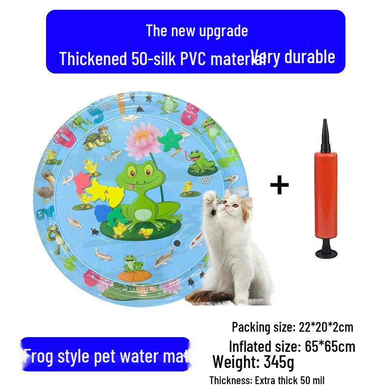 Cartoon Round Inflatable PVC Ice Pad for Cats & Dogs - Scratch-Resistant, Water-Injectable & Thickened