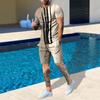 Plus Size Men's Summer Suit Round Neck Short Sleeved Shorts 3D Printed Loose Men's Casual Sports Set