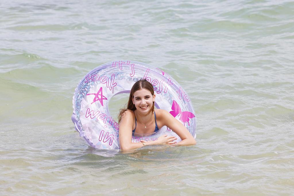 IGARASHI 100cm Inflatable Ring Butterfly Inflatable Ring with Rope and Quick Inflatable New Valve Design RLE-100H [Easy Plug]