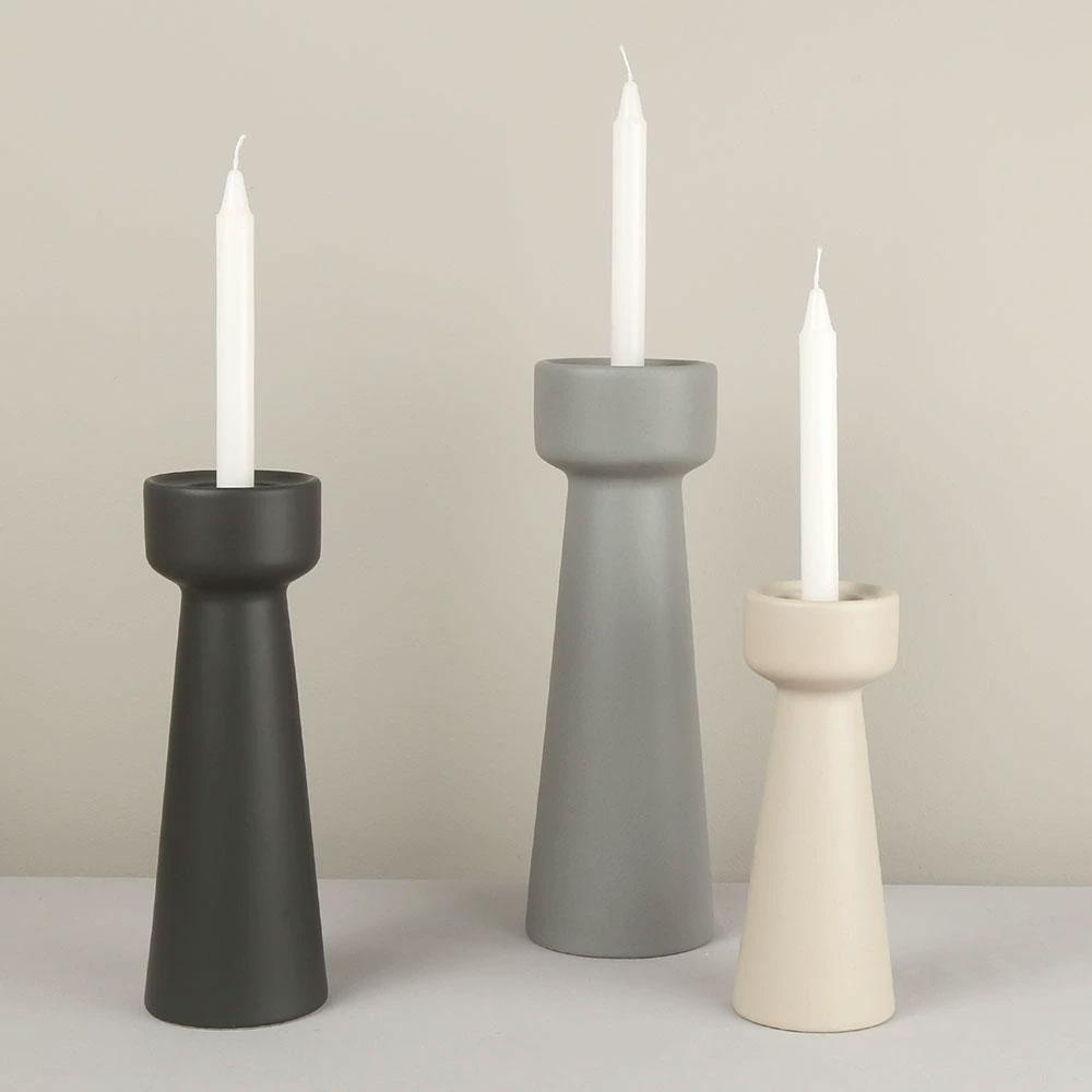 Lujoso juego de 2 candelabros de pilar Contenedor de vela perfumada Candelabros de cerámica para velas cónicas Grandes Pequeños Adorno de yeso Decoración artística para el hogar Regalos de boda