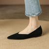 Early Spring New Black Versatile and Thin Pointed Head Light Mouth Retro Matte Flats Large Size V Single Shoes Women's Autumn Shoes