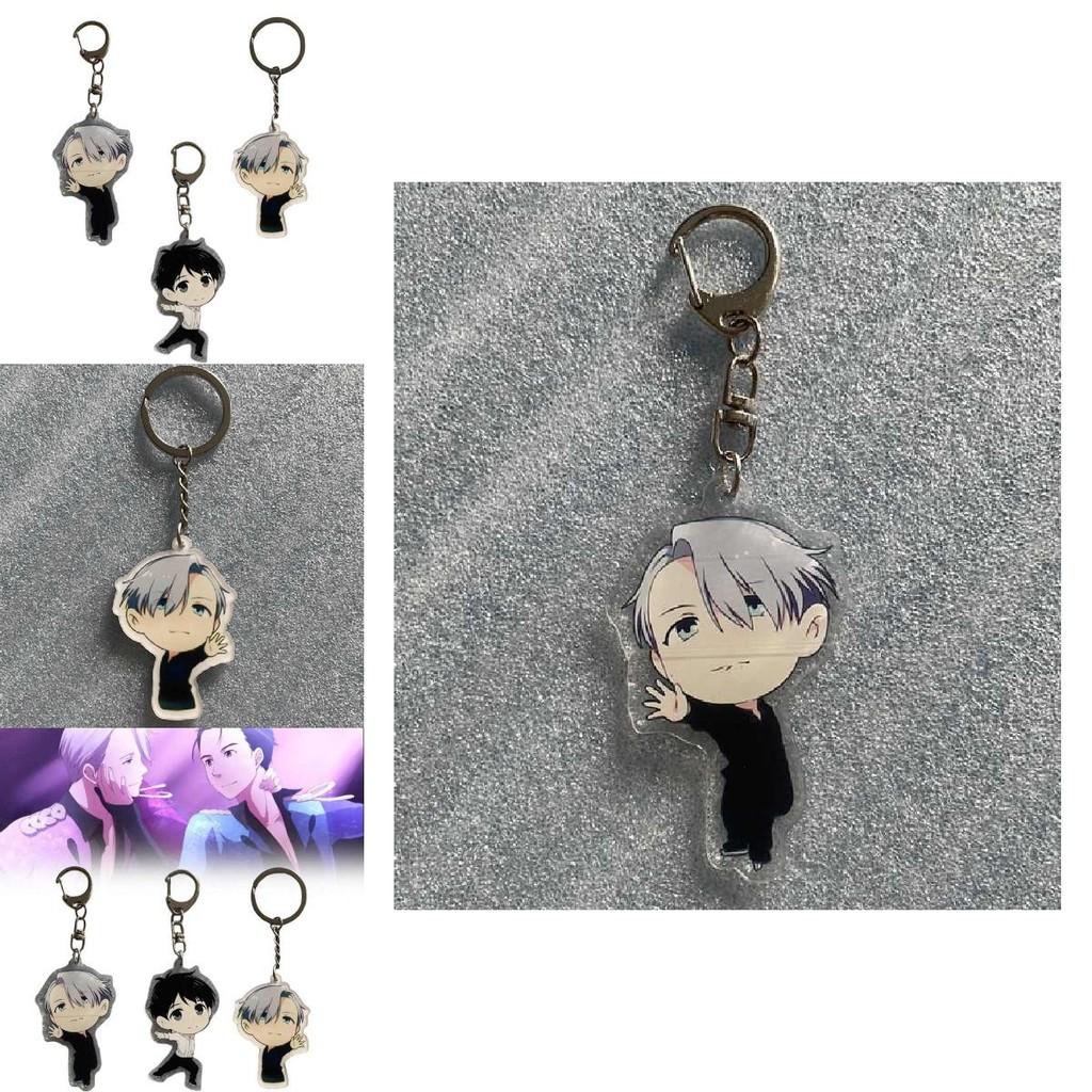 Yur On Ice Katsuki Yuri Victor Nikiforov Acrylic Keychain Printed Cartoon Character Keyring For Collectors