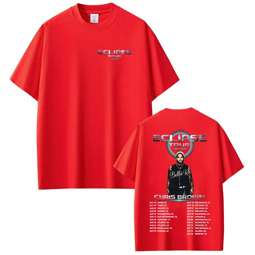 Rapper Chris Brown Eclipse Tour 2026 Merch Tshirt Unisexs Women Clothing Fashion Hip Hop T Shirt Cotton Casual Oversized Tshirts