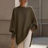 Women's Crew Neck Long Sleeve Knit Top Loose Fit Casual Solid Thick Faux Cashmere Oversized Pullover