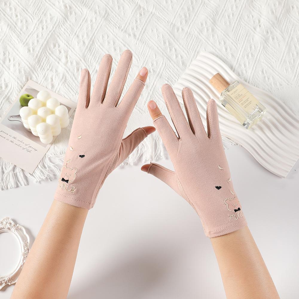 

Солнцезащитные перчатки для женщин для вождения летом, езды на электровелосипеде, противоскользящие, с защитой от УФ-лучей, тонкие, милые летние перчатки average size