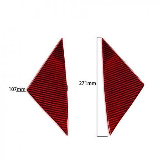 2Pcs Red Front Window Triangle A-Pillar Carbon Fiber Decal For Tesla Model Y/3