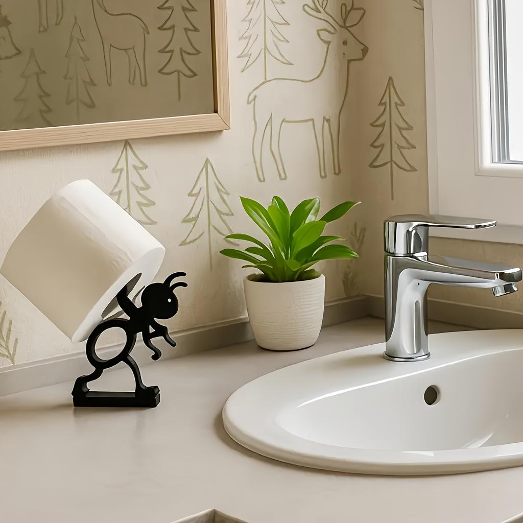 Ant Toilet Paper Holder - Funny No Installation Toilet Paper Holder  - 3D Printed Black Ant Toilet Paper Holder - Funny Tissue Paper Holder