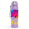 1PC Rainbow Unicorn Fab Letter Art 750ml Color Plastic Sports Water Bottle Leakproof Flip Straw Lid Suitable for Sports Office Home Use