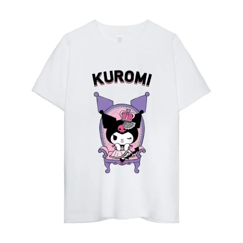 MINISO Kuromi T Shirt Women Couple Combination Clothes Short Sleeve Collar Fashion Man Cotton