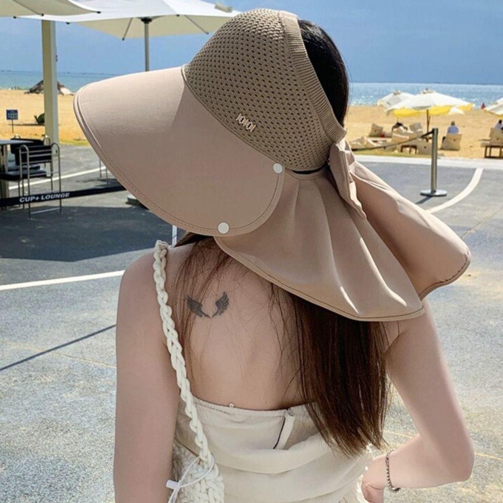 Adjustable Wide Brim Sun Hat UPF 50+ Empty Top Hat New Design Full Face Cover Hat  For Women