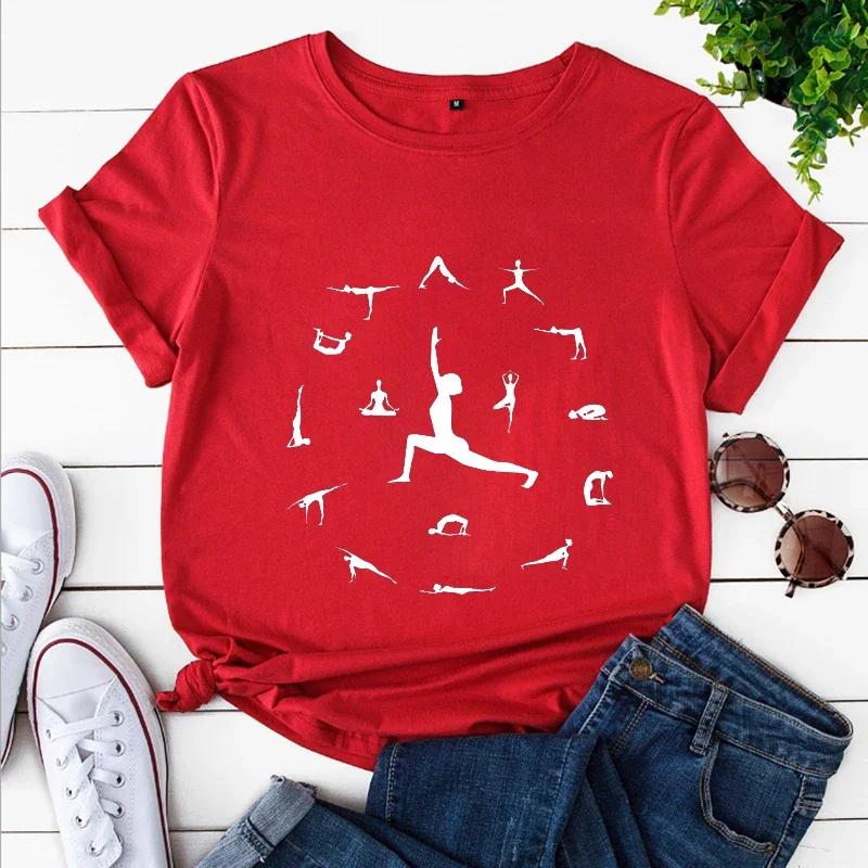 New 2000s Lovely Y2k Top Tshirt Fashion Clothes Women Summer Casual Yoga Posture Print Clothing Short Sleeve Graphic T-shirt