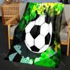 Multi-size Soccer Ball and 3D Grid Pattern Blanket Flannel Material Soft Warm for All Seasons, Home Outdoor Camping Picnics RV