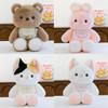 Cat Bib Rabbit Bear Plush Toy Animal Stuffed Doll Cartoon Decoration Bedroom