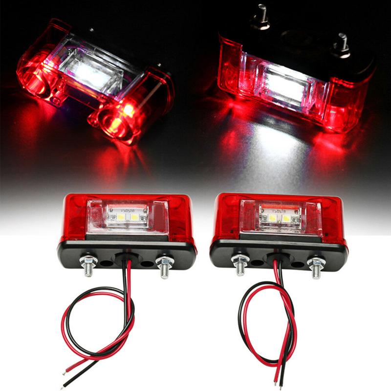2Pcs Car 4 LED License Plate Light Car Number Lamps for Lorry Truck Trailer Tail Light License Plate Lamp 10-30V Car Accessories 2Pcs