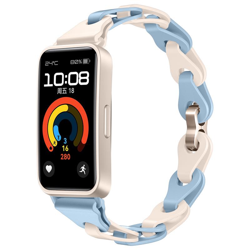 

НОВИЙ силіконовий ремінець з ланцюжком для ремінця Huawei Band 9 Гумовий ремінець для годинника Huawei band 8 Colorful Girls Women Strap huawei band 9