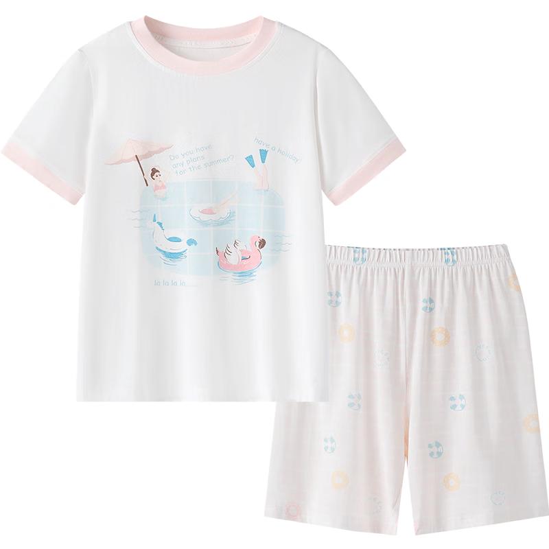 

YEEHOO Kids 50S Modal Short Sleeve Pajama Set 110