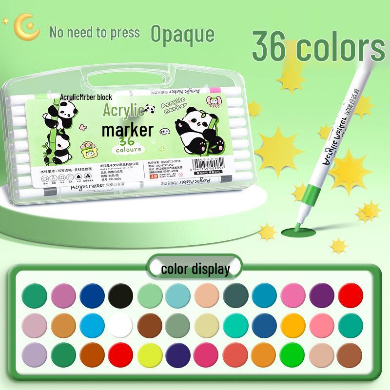 Panda Cartoon Acrylic Marker Pens for Kids - Water-Based, Opaque, Stackable Colors for Children’s Art