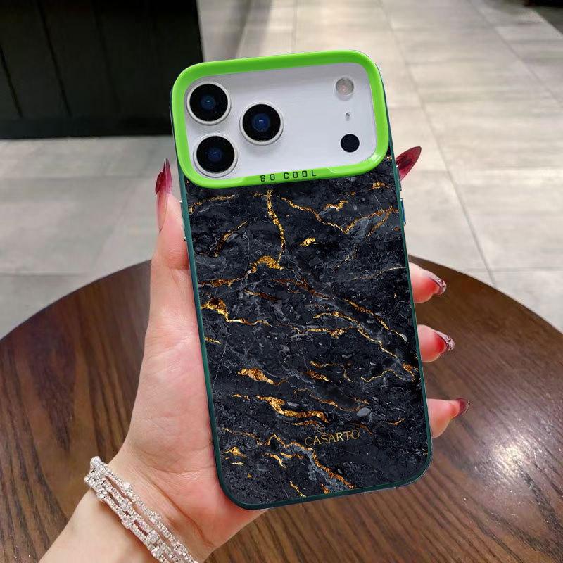 Marble Texture Silver Phone Case for iPhone 13 Pro/14/15/16/17 Pro Max