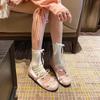 Fashion Elegant Square Head Bow Designed Casual Mary Jane Shoes for Women 2025 Spring New Shallow Mouth Comfortable Chunky Single Shoes