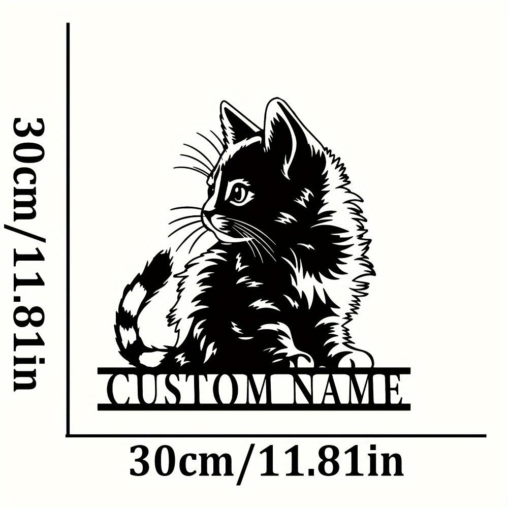Unique Black Cat Metal Wall Art Customizable Family Name Matte Finish Easy Removal Decor