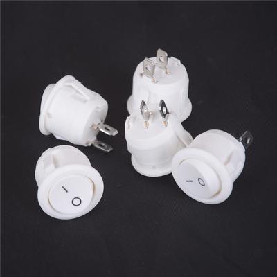 5Pcs Mini Round White 2 Pin Terminal Spst On-Off Rocker Switch Snap-In 20Mm 12V