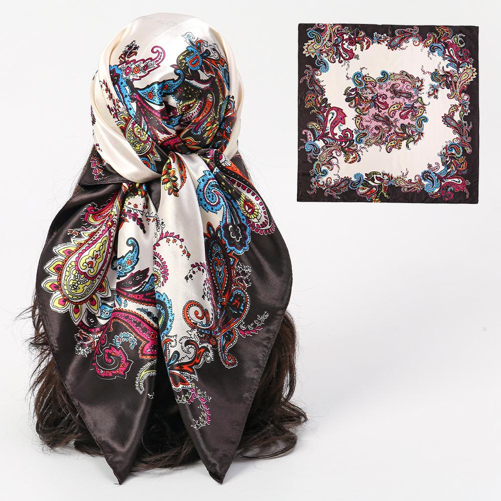 70x70cm Silk Scarf for Women Summer Silk Shawl Print Square Headscarf Bandana Office Ladies Neck Scarf Hair Band Gift Muffler