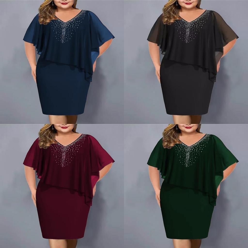 Elegante Abito Estivo in Chiffon con Inserti di Paillettes per Ufficio e Uso Casual
