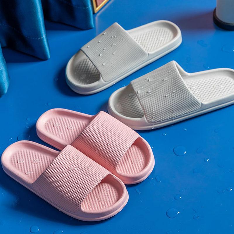 WTEMPO Velké pantofle Pánské léto Plochý podpatek Silná měkká podešev EVA Jednobarevné pruhované pár Pantofle Vnitřní koupelna Protiskluzové Dámské pantofle